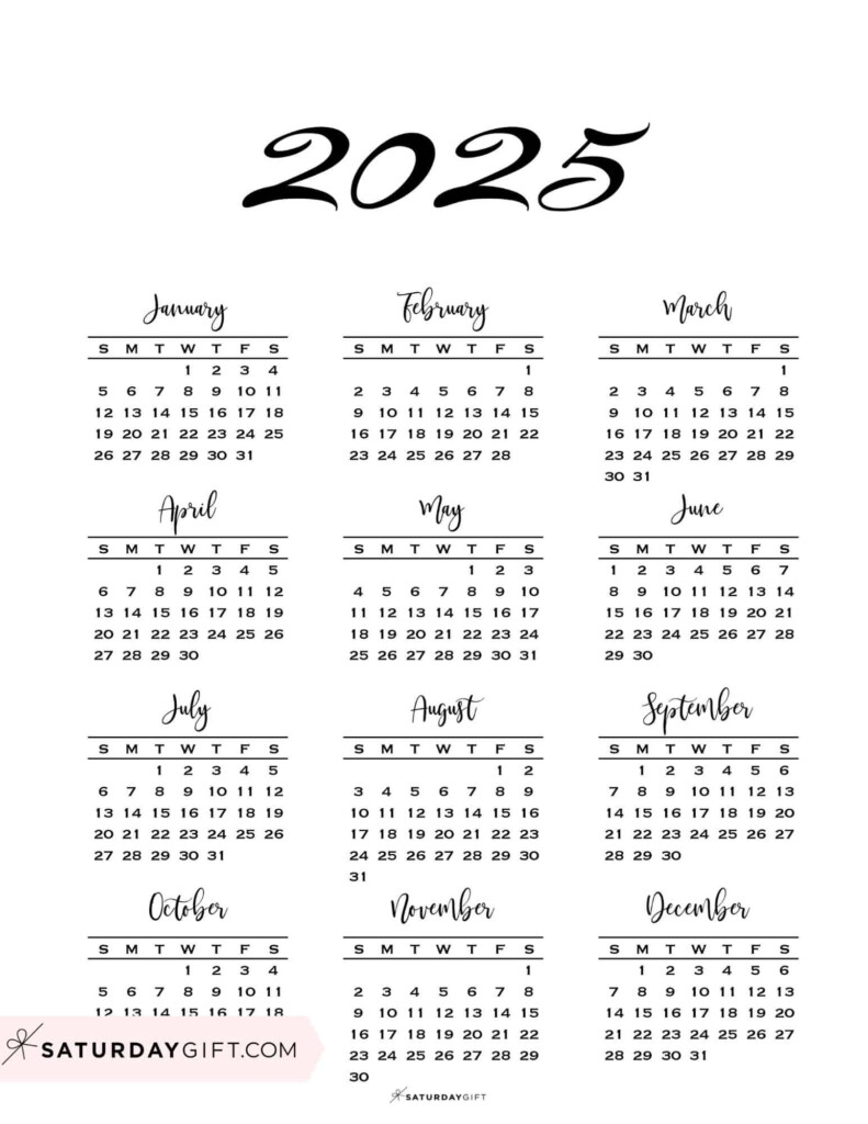 2025 Calendar Printable 18 Cute Free 2025 Yearly Calendar Templates