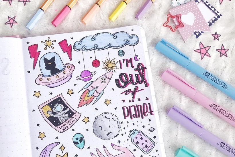 25 Bullet Journal Space Galaxy Spreads For