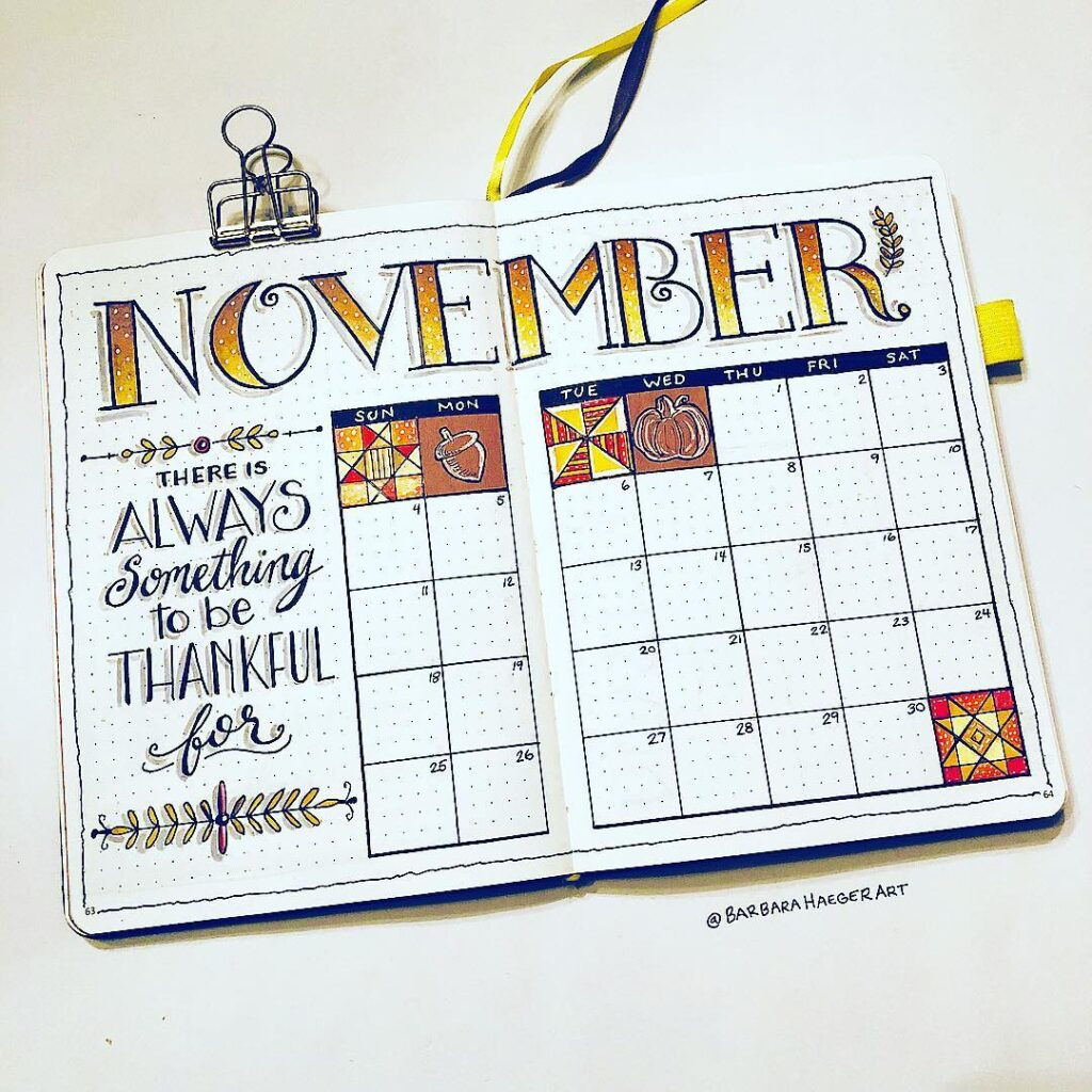 27 Incredible November Bullet Journal Cover Pages Free Printable 