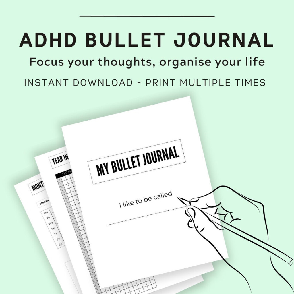 ADHD Bullet Journal Printable Templates 10 Page ADHD Planner Etsy