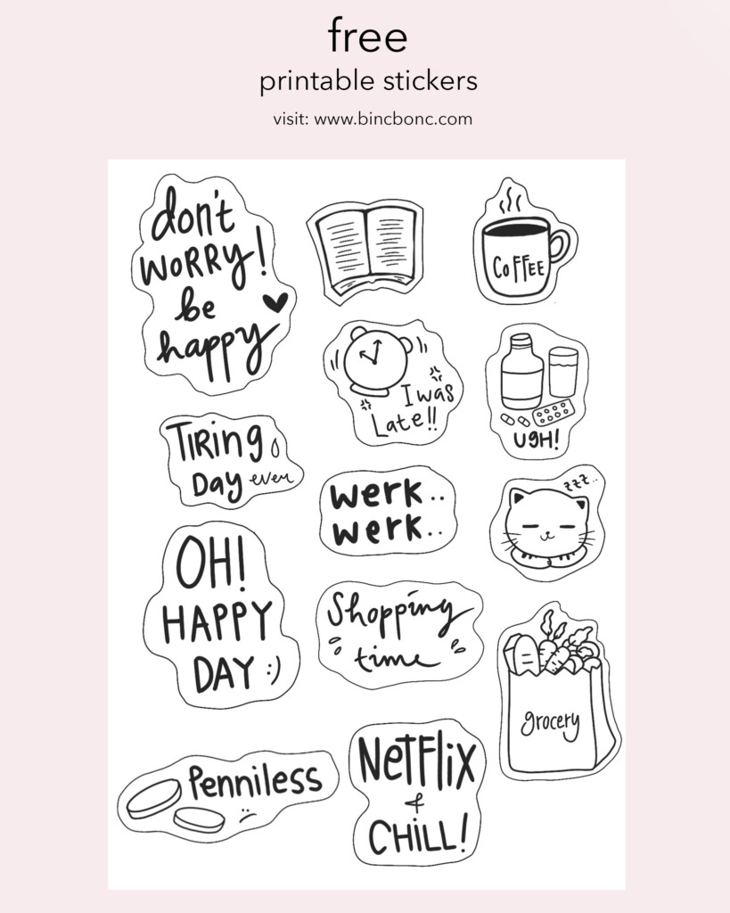Black And White Journal Stickers Printable