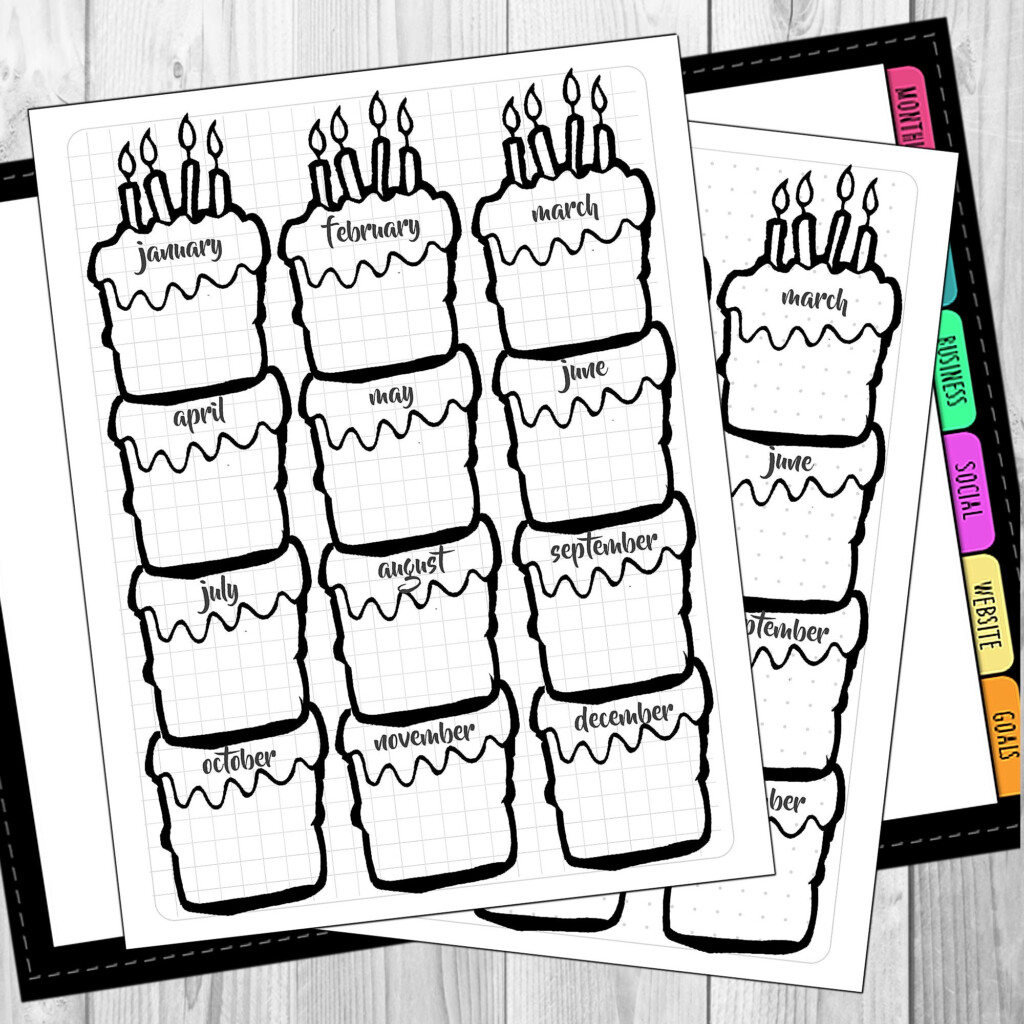 Bullet Journal Birthday Tracker Printable Instant Download Etsy