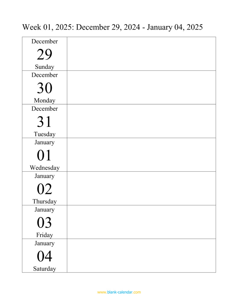 Calendar Weekly 2025 Printable Gusti Carlynne