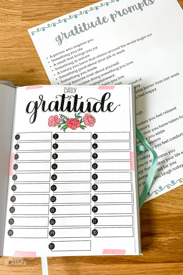 Daily Gratitude Journal Prompts Free Printables The Petite Planner