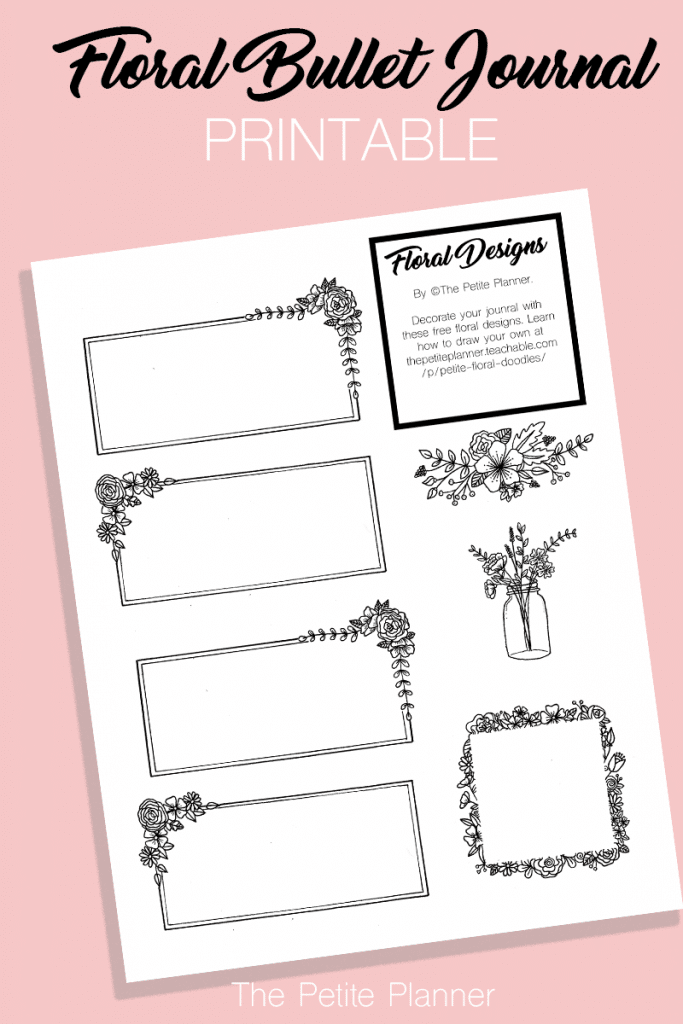Free Bullet Journal Printable Floral Doodle Boxes The Petite Planner