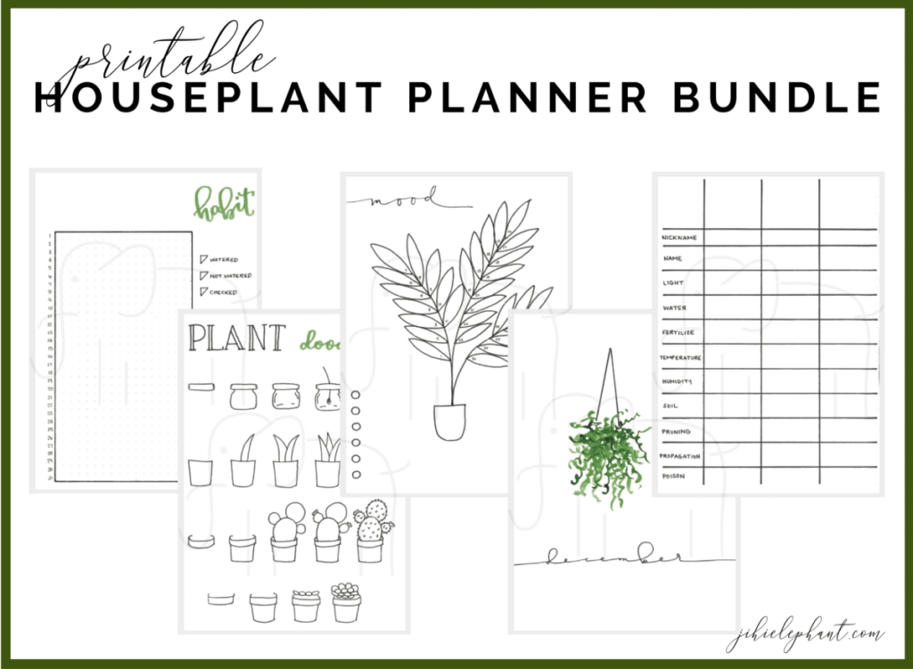 Houseplant Planner Kit ElizabethJournals Bullet Journal Printables 