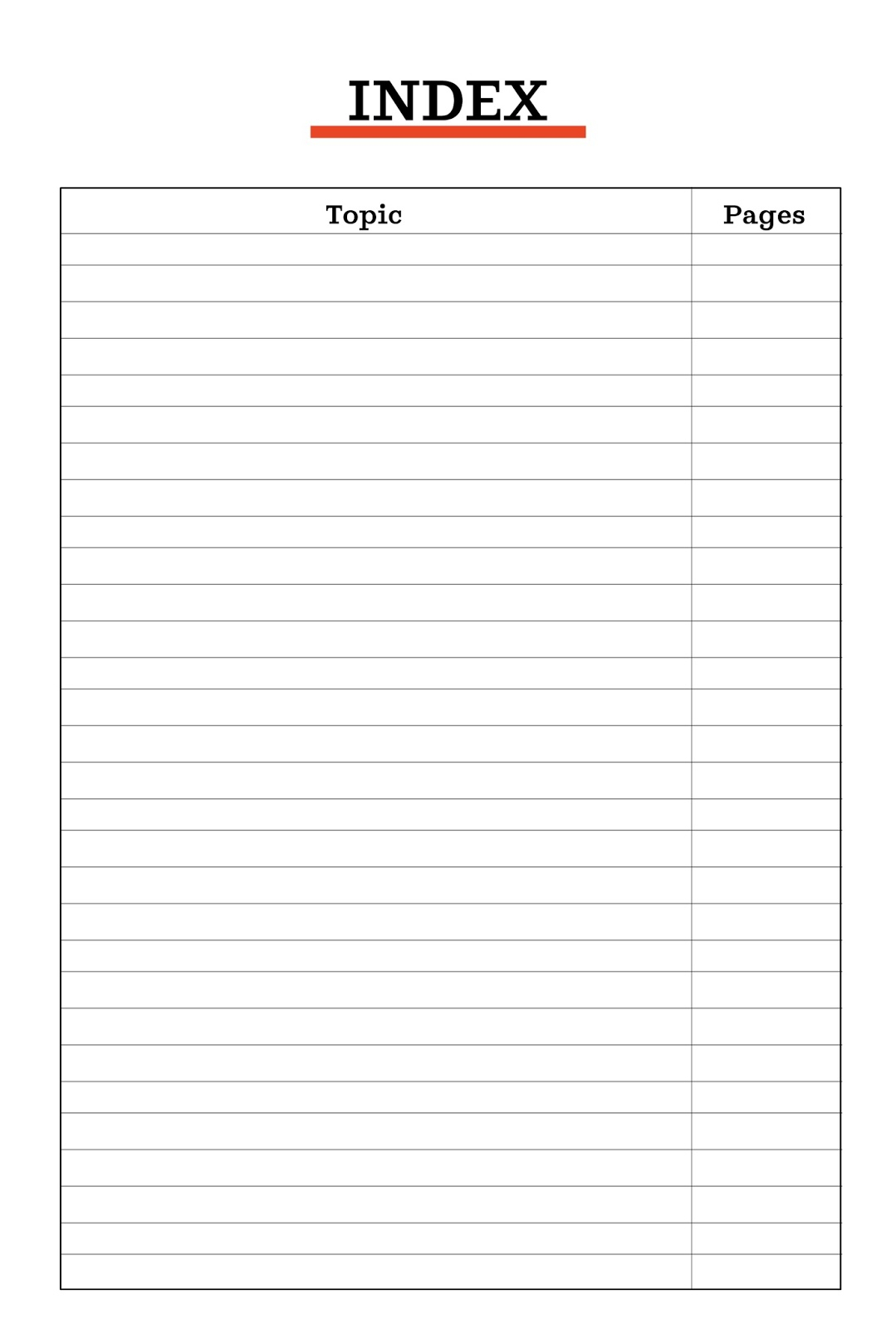 Bullet Journal Index Page Printable Printable Bullet Journal Bullet Journal Index Page Printable Printable Bullet Journal
