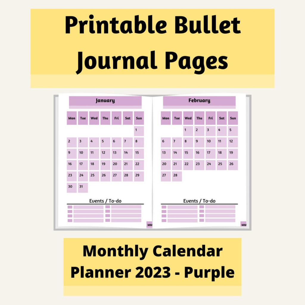 Printable Bullet Journal 2023 Monthly Calendar Planner Etsy UK