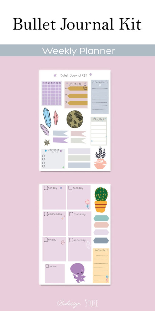 Printable Bullet Journal Kit Printable Planner Kit Weekly Etsy