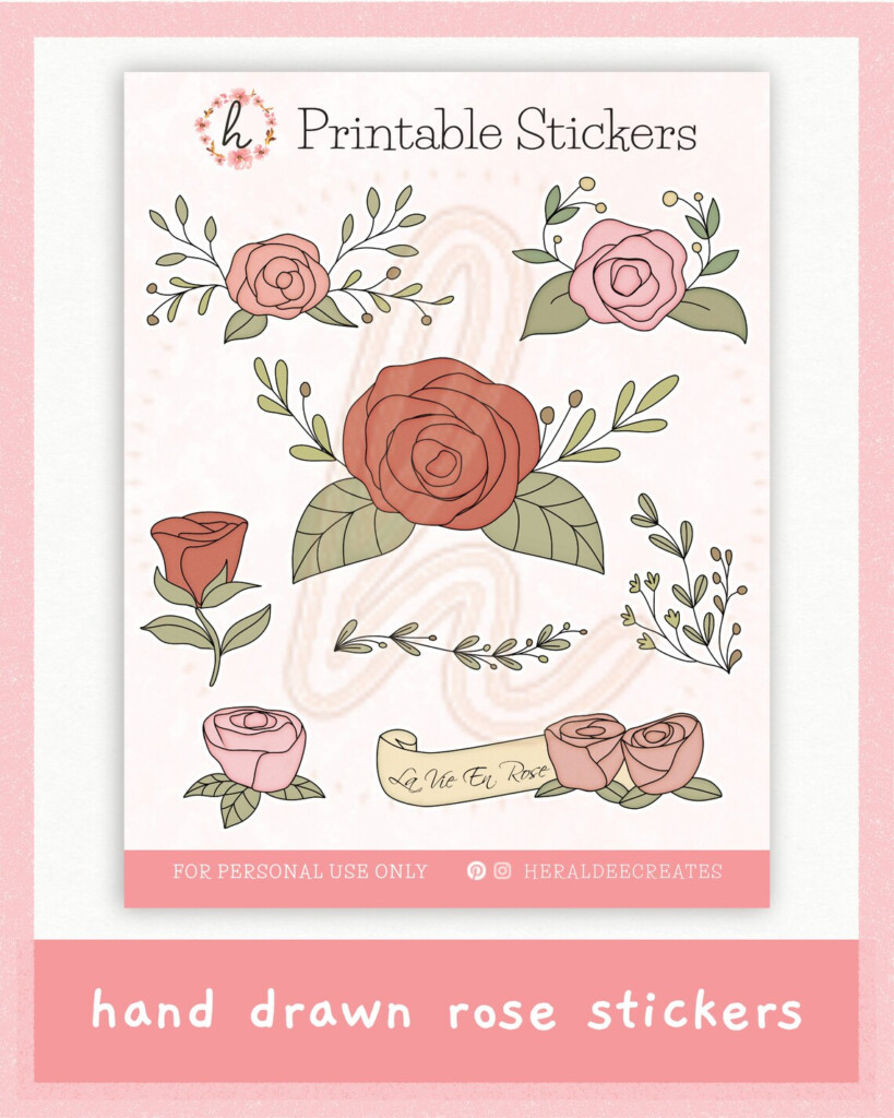 Printable Bullet Journal Kit Rose Stickers Rose Bullet Journal Etsy