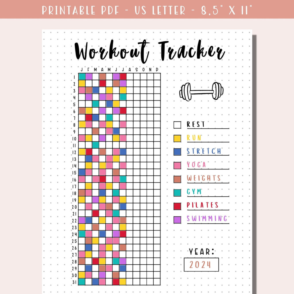Workout Tracker Printable Bullet Journal Fitness Tracker Daily 