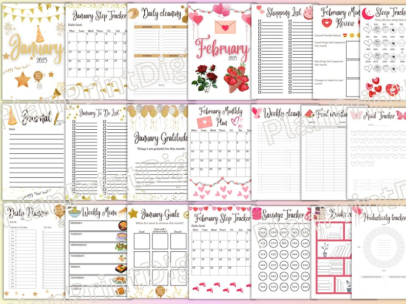 2025 Bullet Journal Bundle Premade Bullet Journal Pages Bullet Journal 