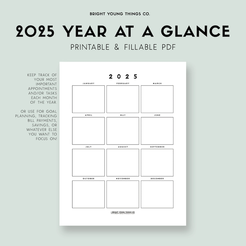 2025 Calendar Year At A Glance Printable Free Matthew A Gusman