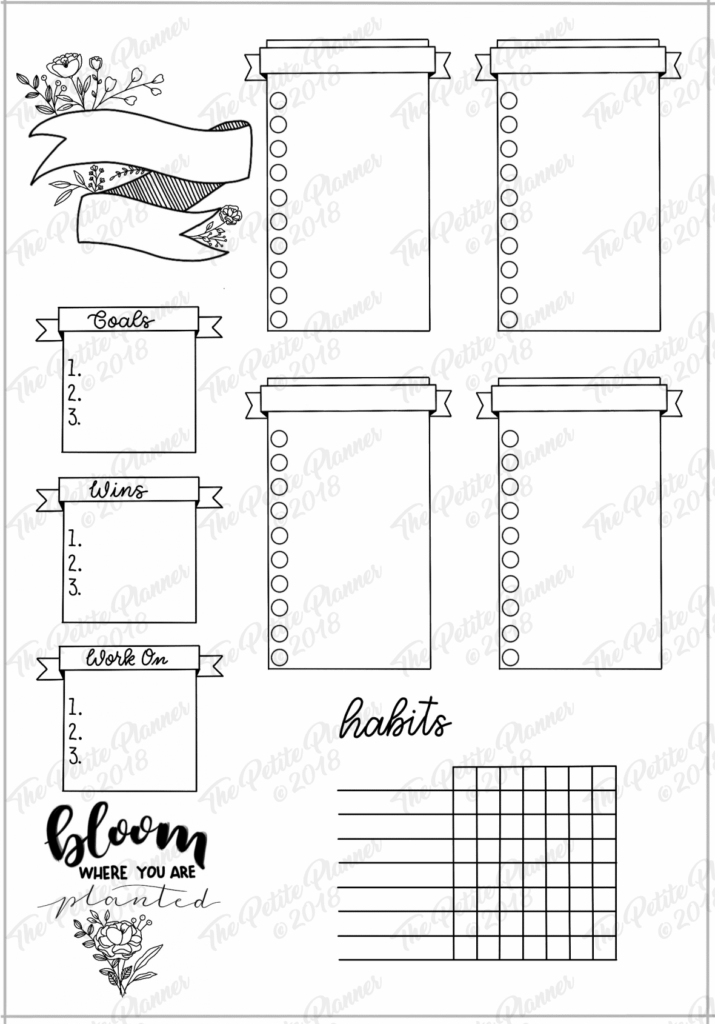 5 Printable Bullet Journal Weekly Layouts Bundle The Petite Planner