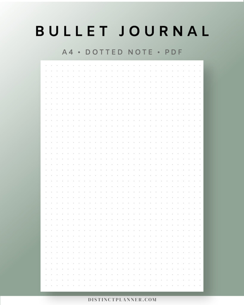 A4 Dot Grid Bullet Journal Printable PDF Dotted Notebook Etsy