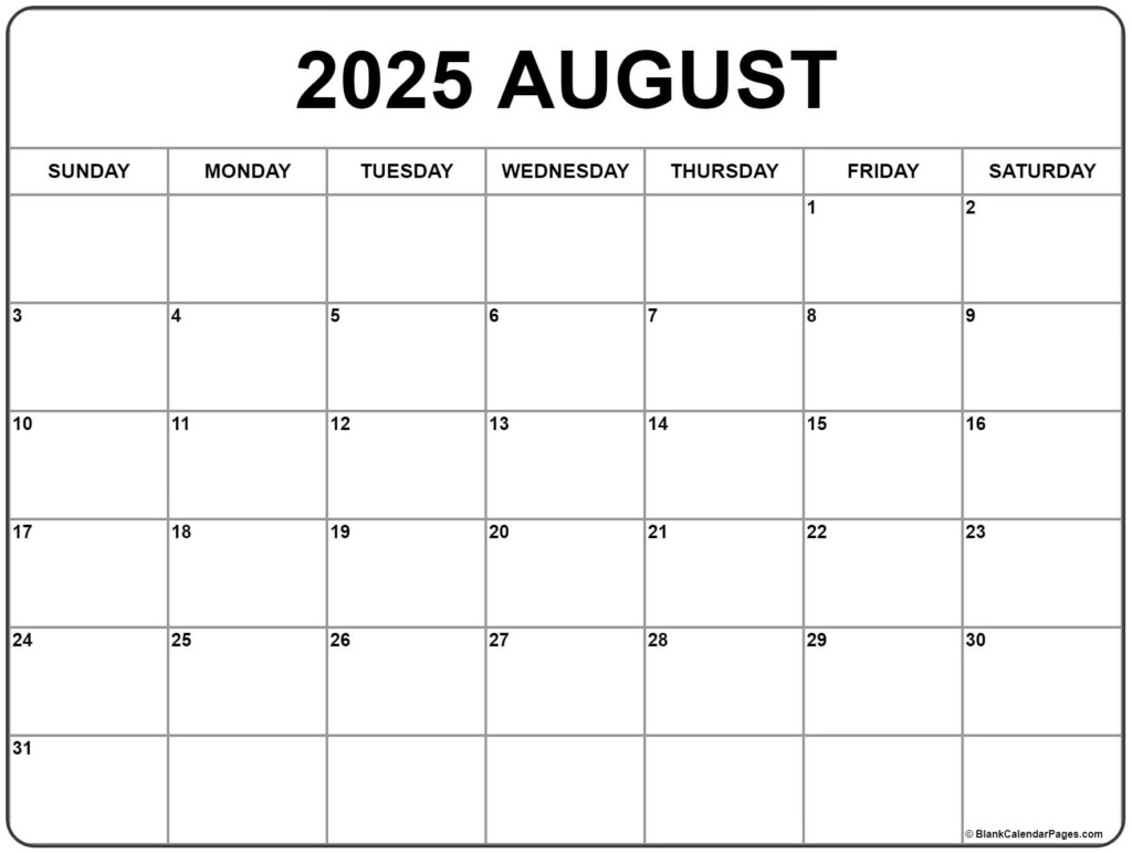August 2025 Calendar Printable Free Pdf Templates Spectacular 