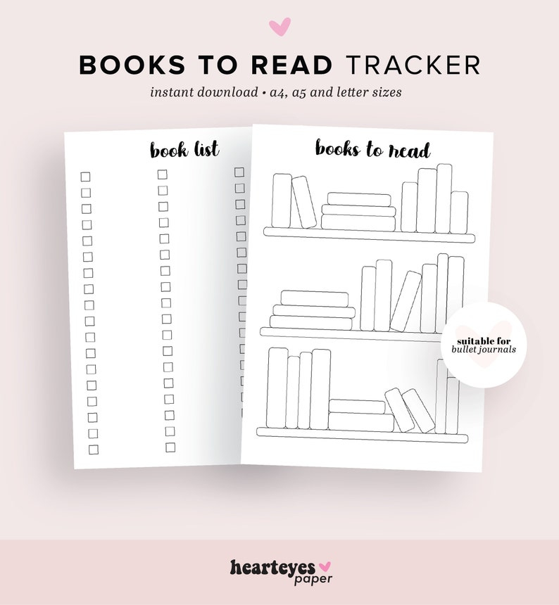 Books To Read Printable Bullet Journal Printable Book List Etsy
