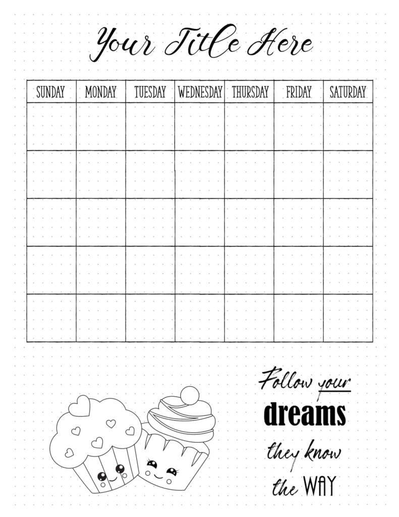 Bullet Journal Calendar Printable 2025 Denise Shanna