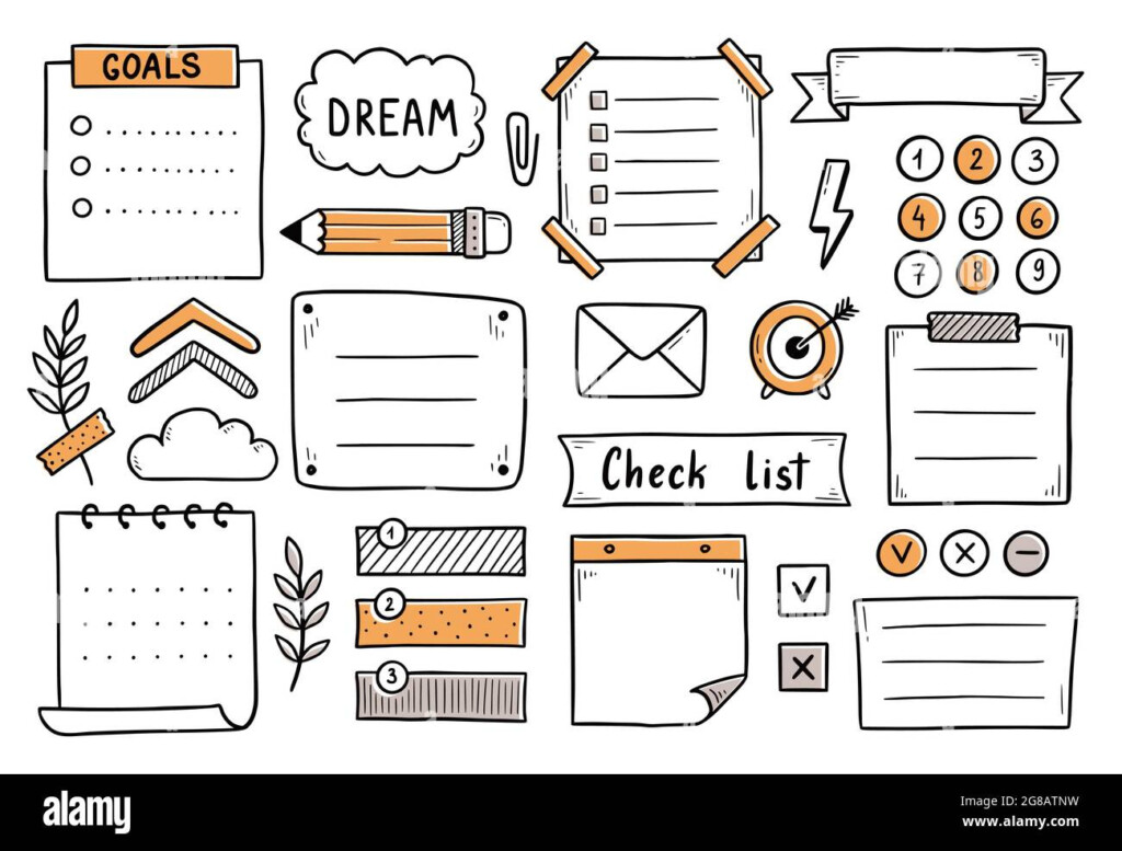 Bullet Journal Hand Drawn Element Set Sticker Planner Label Doodle 