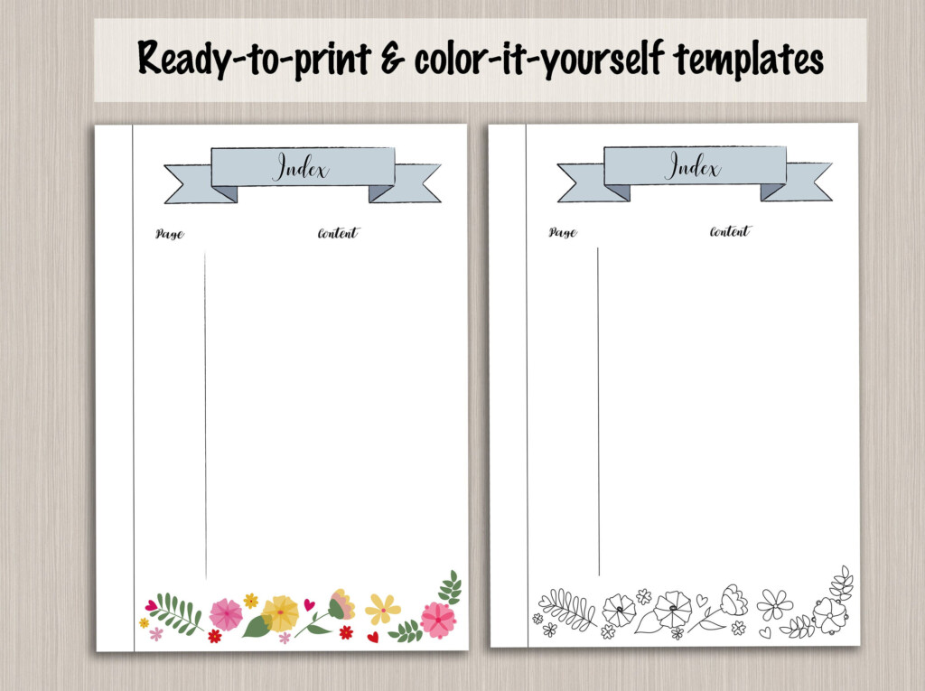 Bullet Journal Index Template Bullet Journal Pages Digital Etsy