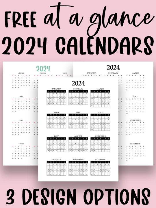 Free 2024 Year At A Glance Calendar Printable Templates