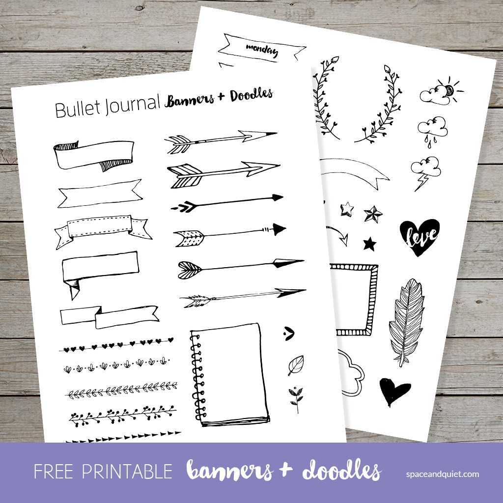 Free Bullet Journal Printable Banners And Doodles