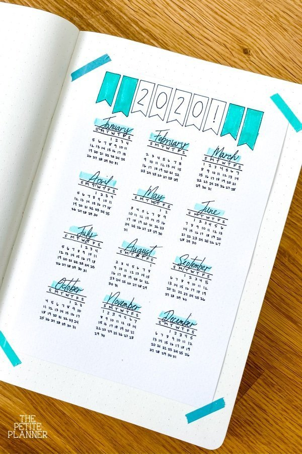 Free Year At A Glance Bullet Journal Printable 2020 The Petite Planner