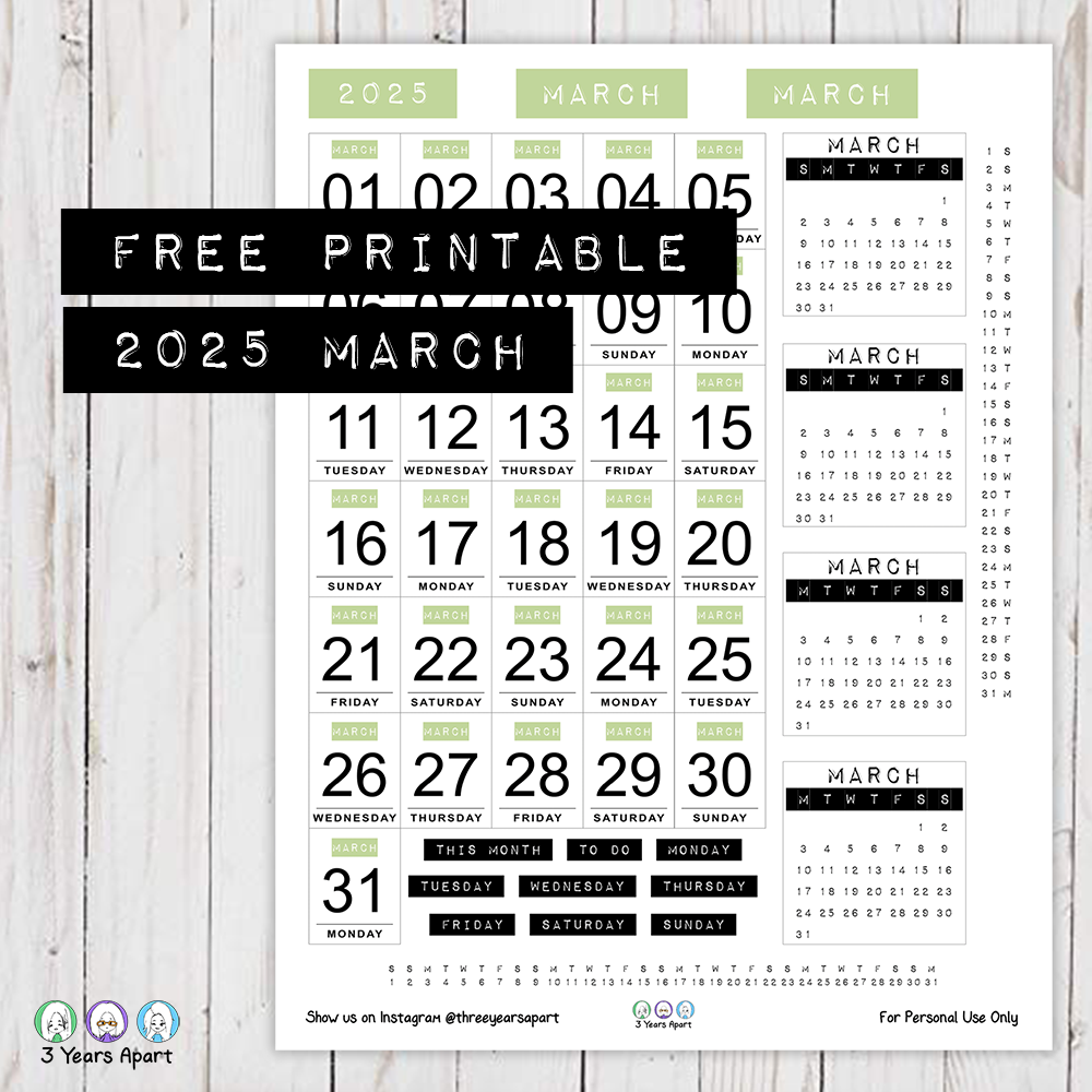 March 2025 Dated Bullet Journal Stickers Free Printable For Bullet 