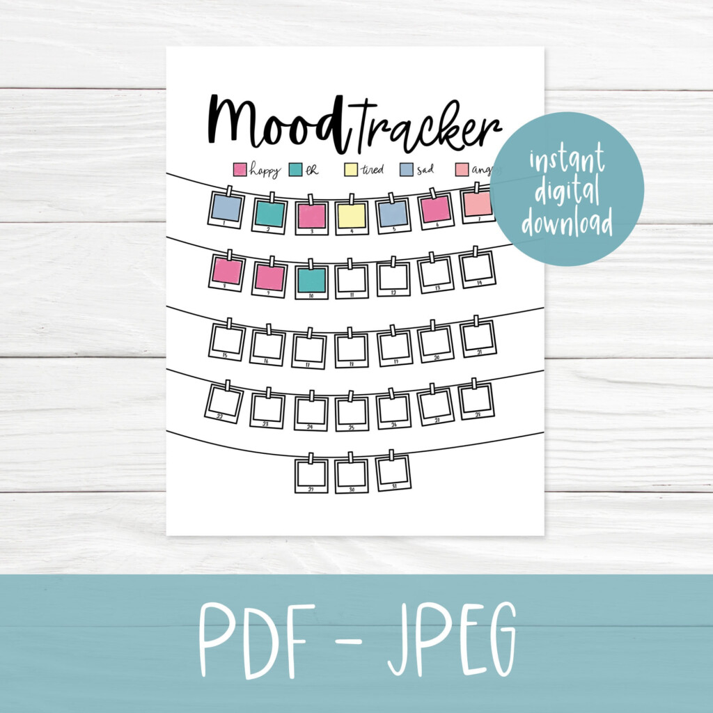 Polaroid Mood Tracker Printable Bullet Journal Template Habit Tracker 