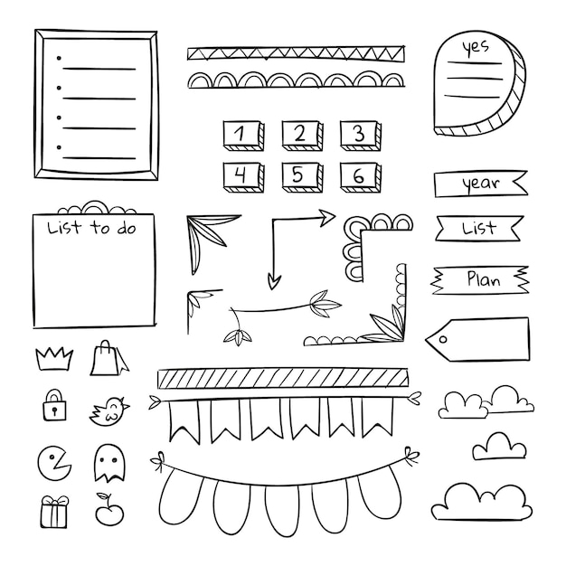 Premium Vector Numbers And Shapes Bullet Journal Template