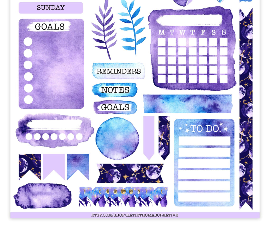 Printable Bullet Journal Weekly Sticker Kit 34 Aesthetic Etsy