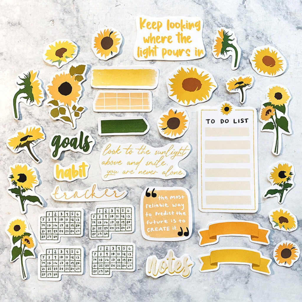 Sunflower Themed Bullet Journal Sticker Set Stickers Etsy Bullet 