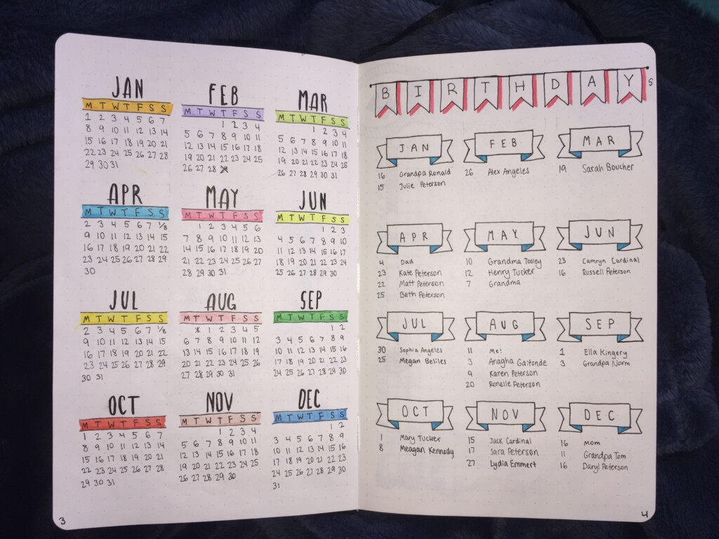 Year At A Glance Bullet Journal Year At A Glance Free Printable 